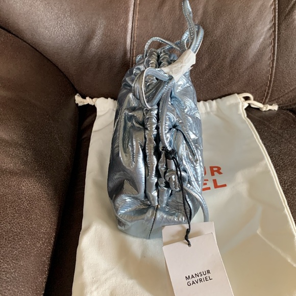 Mansur Gavriel Mini Cloud Crinkled Metallic Clutch - Picture 9 of 13